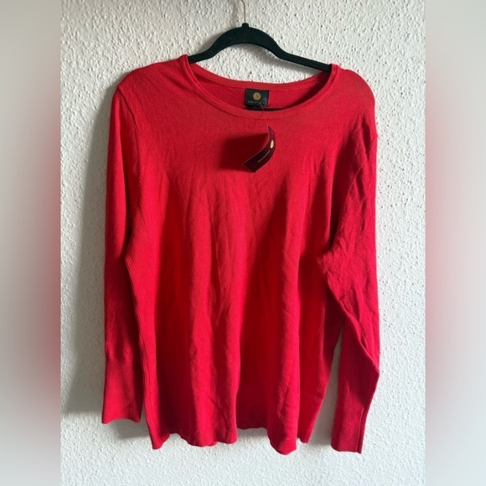 JM Collection Vibrant Red Crew Neck Sweater Size XL